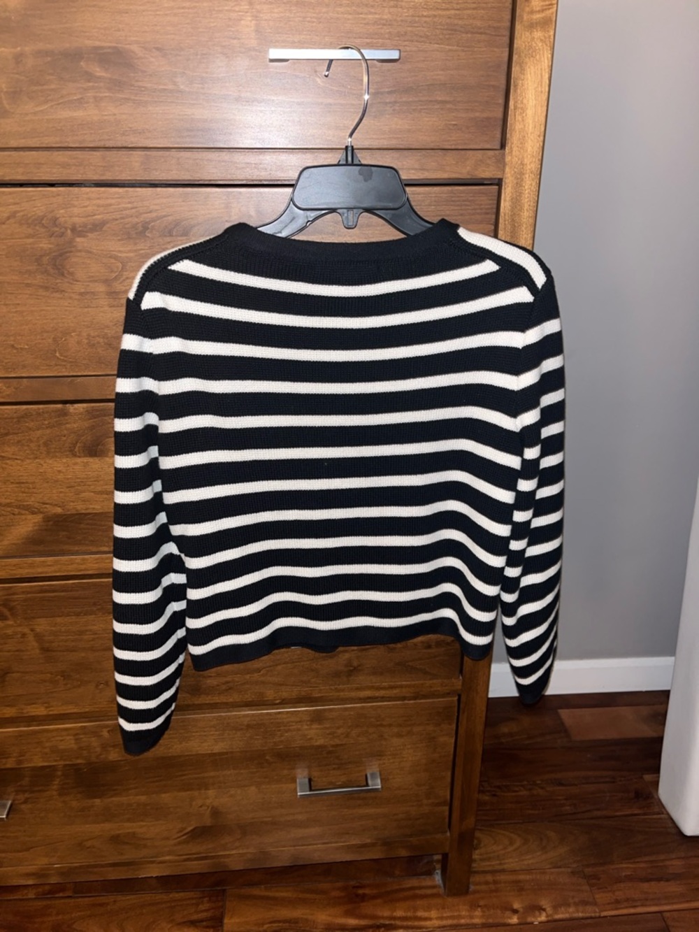 J. Crew Black & White Striped Gold-Button Cardigan - Picture 5 of 6